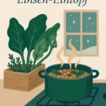 Wintergreens and Lentils, comichafter Zeichnung, Hauptfarbe ist grün
