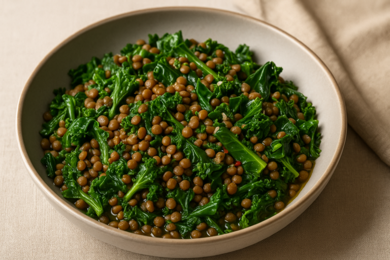 Bowl mit Linsen und Wirsing